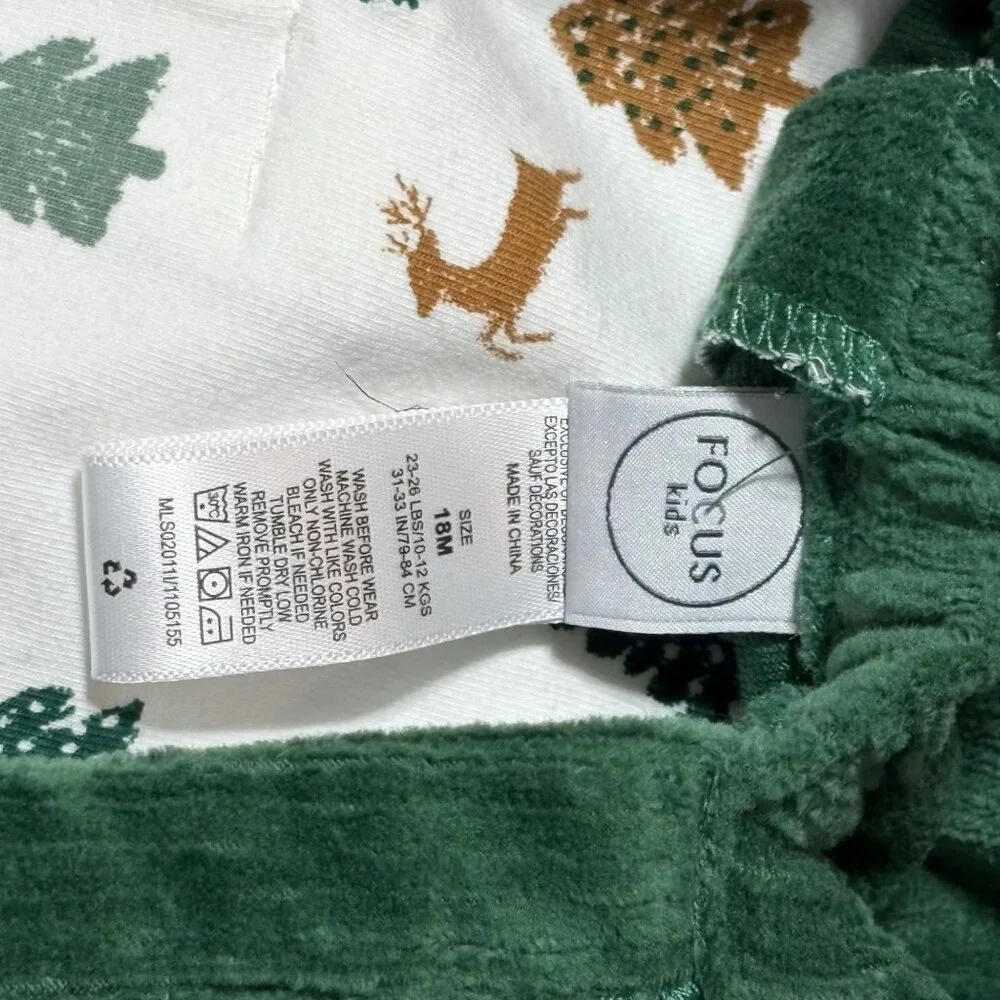 FOCUS Kids Baby Girl 18M Organic Cotton Woodland Creature Bodysuit Dress Green